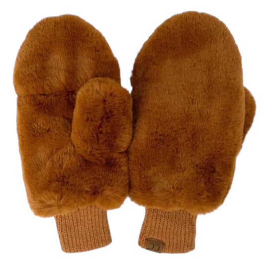Coffee CC Faux Fur Touchscreen Accessible Mittens
