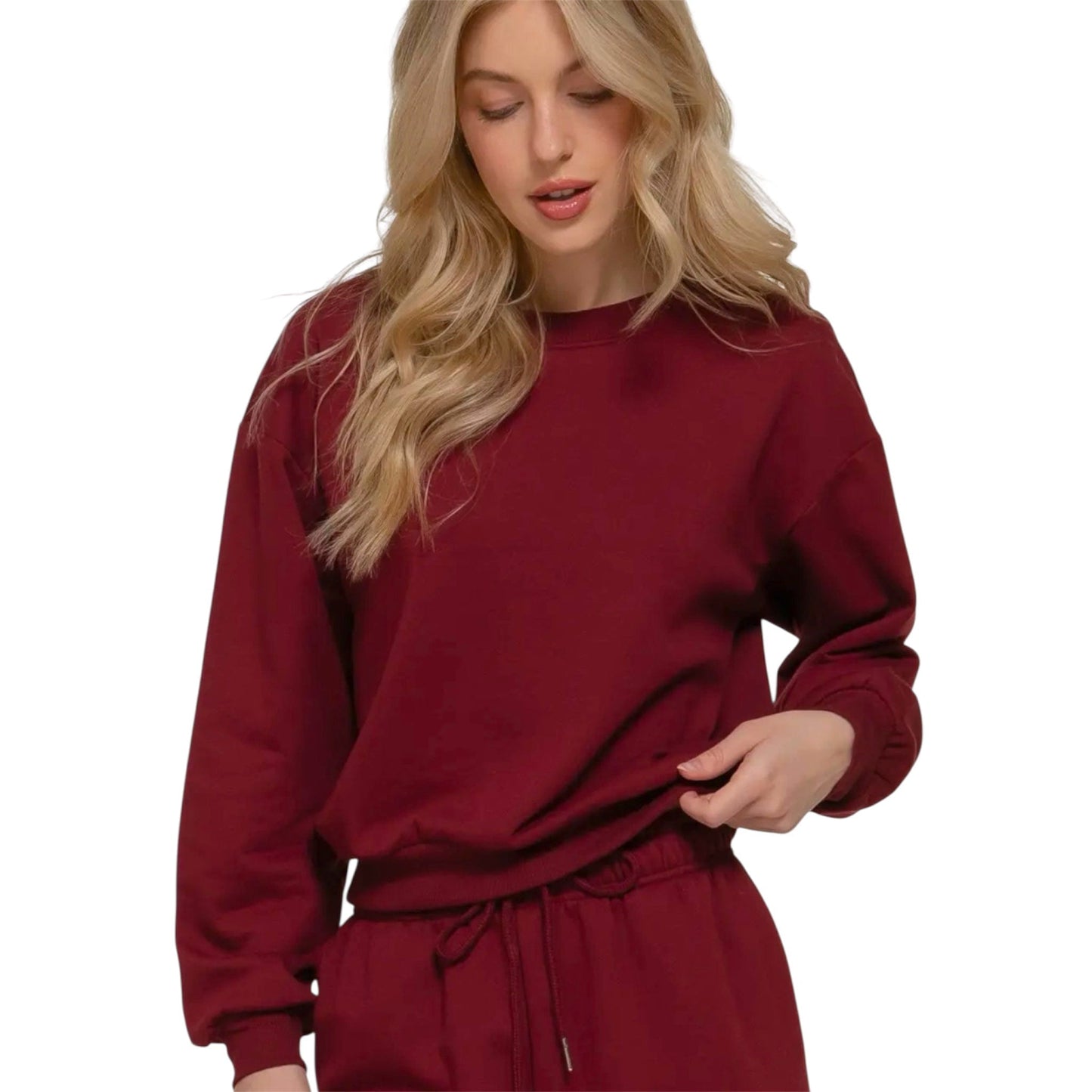 Burgundy Soft Cropped Sweatshirt