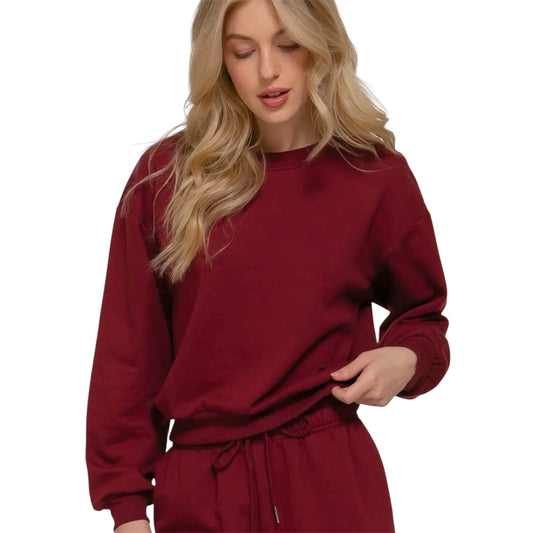 Burgundy Soft Cropped Sweatshirt