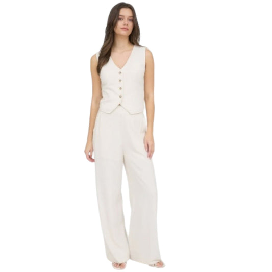 Oatmeal Linen V Neckline Vest