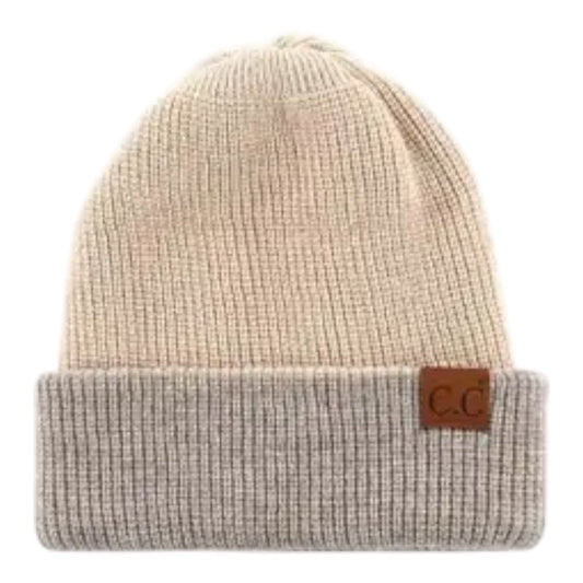 Beige/Taupe CC Reversible Double Layer Beanie