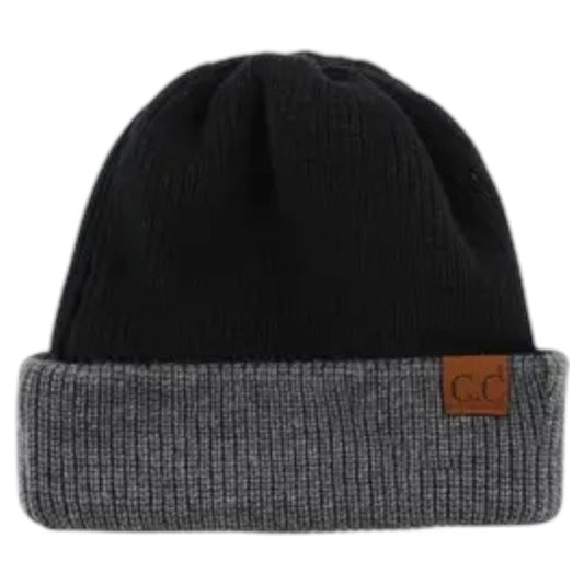 Black/Charcoal CC Reversible Double Layer Beanie