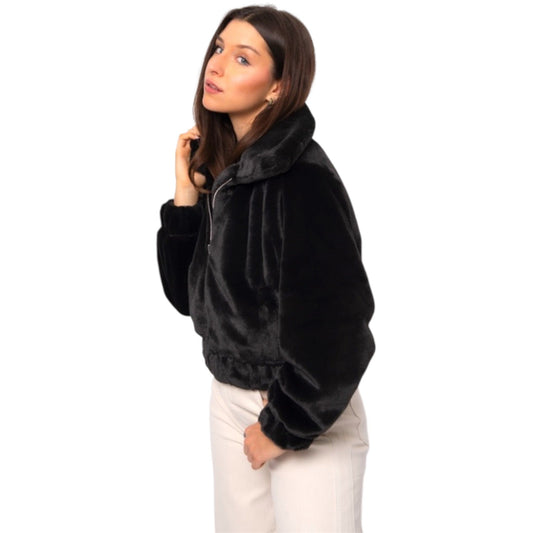 RD Style Black Foxy Fur Jacket