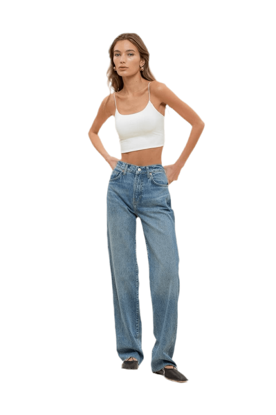 SEAMLESS CROPPED KNIT CAMI TOP: WHITE