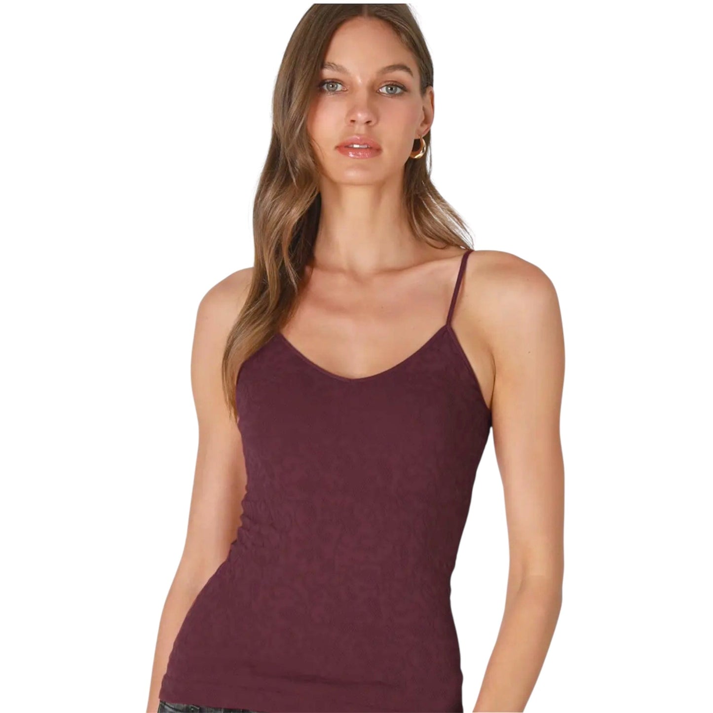 Lace Textured Cami in Fig
