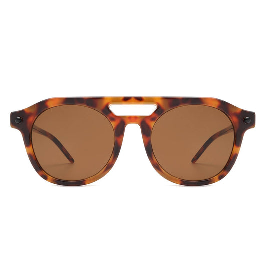 Round Retro Brow-Bar Circle Vintage Style Fashion Sunglasses