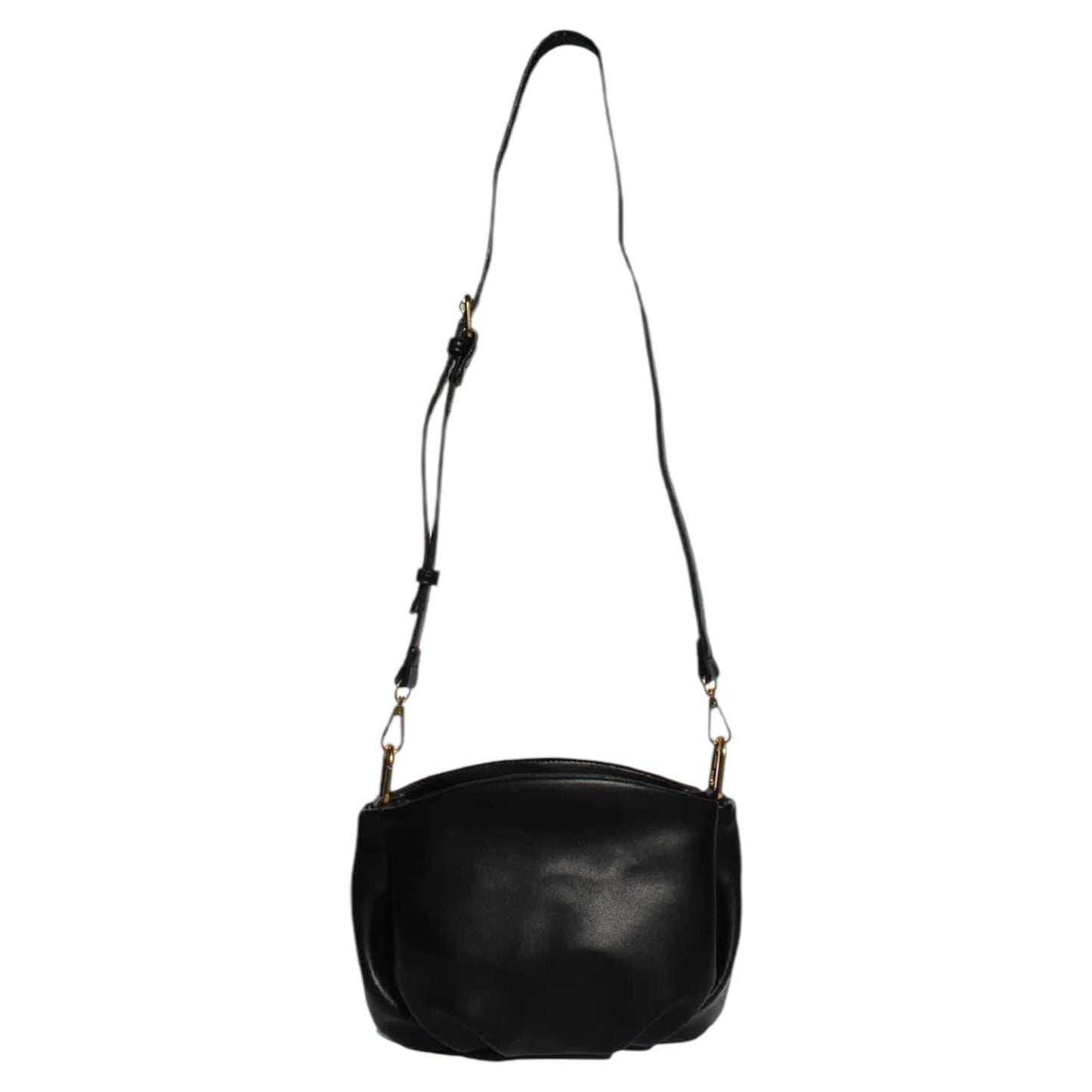 Black Vegan Leather Ruched Mini Bag