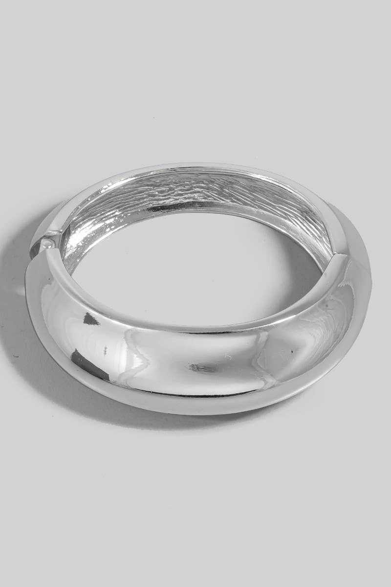 Metal Hinge Dome Bangle Bracelet in Silver and Gold