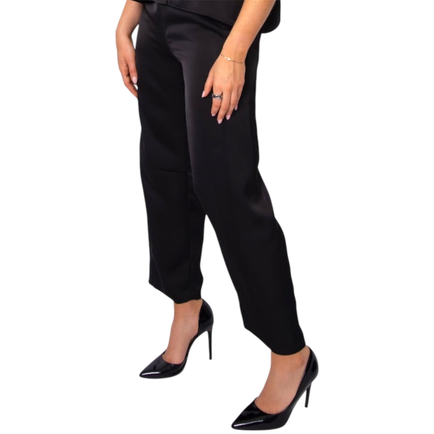 Black Silk Barrel Pants