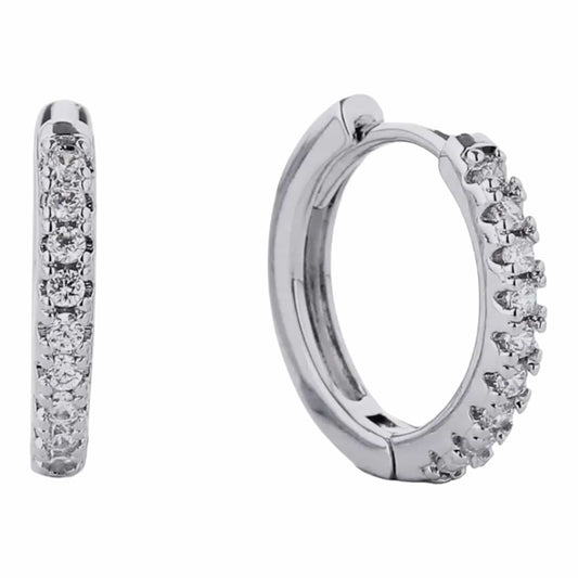 Silver CZ Huggie Earrings