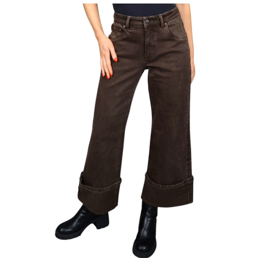Carla Stretch Twill Cuff Brown Pants