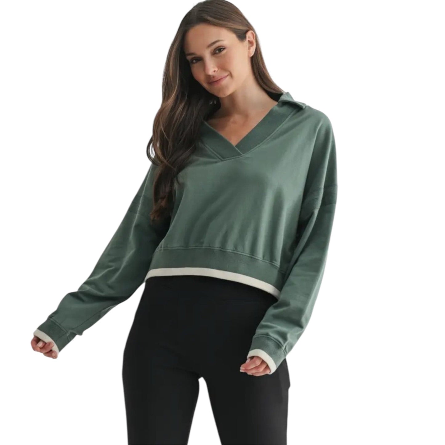 Varsity Line Fleece Pullover Top