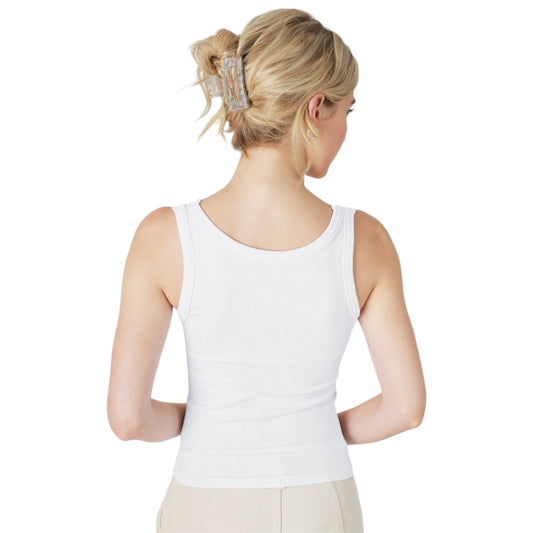 White Reversible Ribbed Tank Top