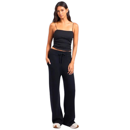Solid Color Spaghetti Strap Knitted Crop Top