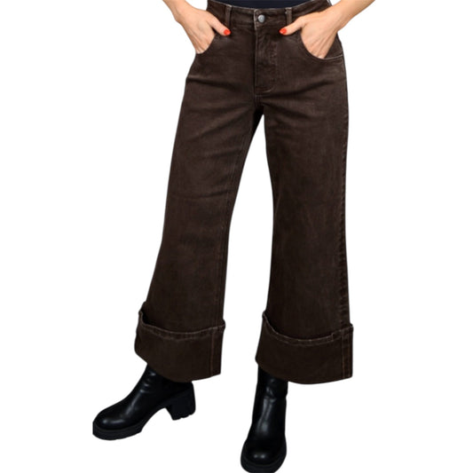 Carla Stretch Twill Cuff Brown Pants