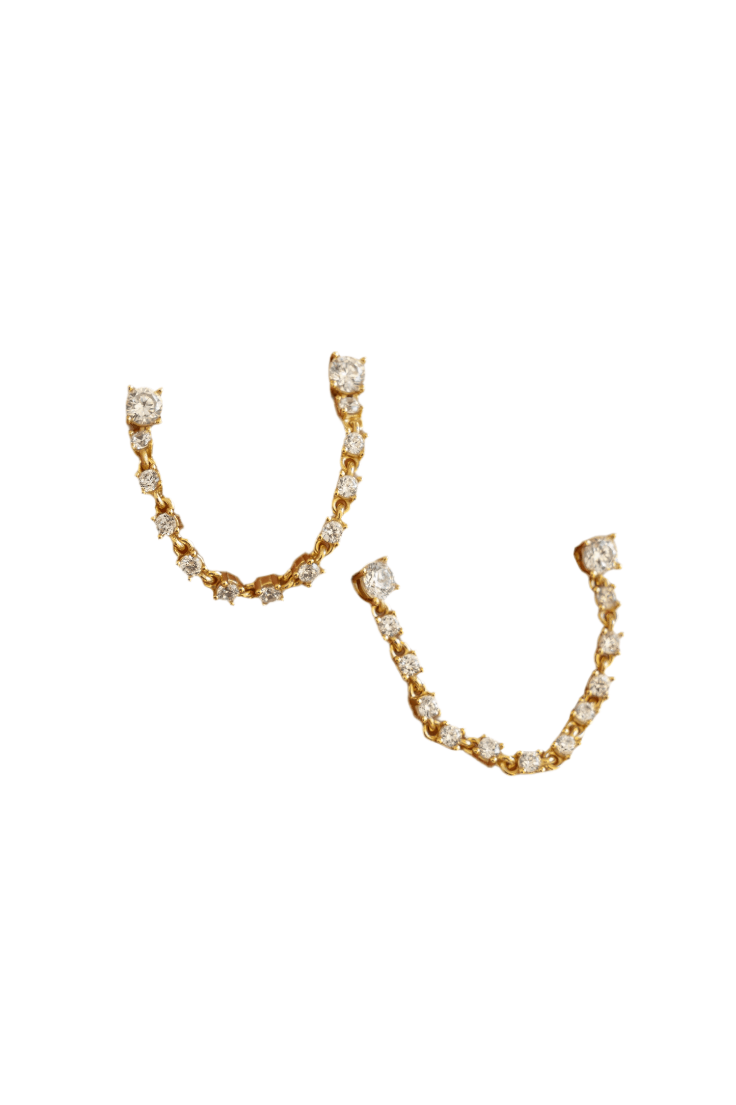 Two-Piercing Gold Tennis Chain Link Studs in Gold and Silver
