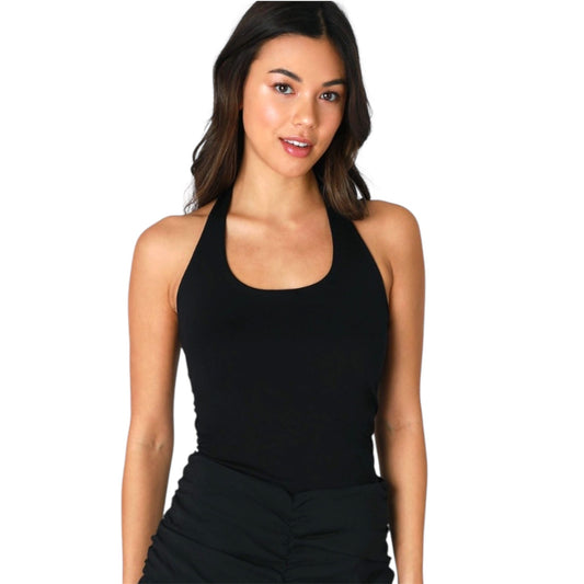 Black Clean Line Halter Top