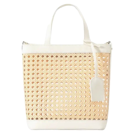 Vegan Leather Rattan Ivory Tote