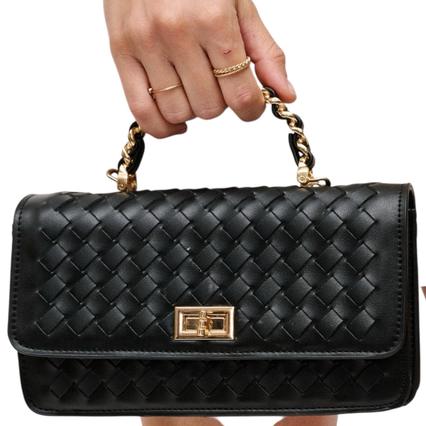 Woven Crossbody: Black