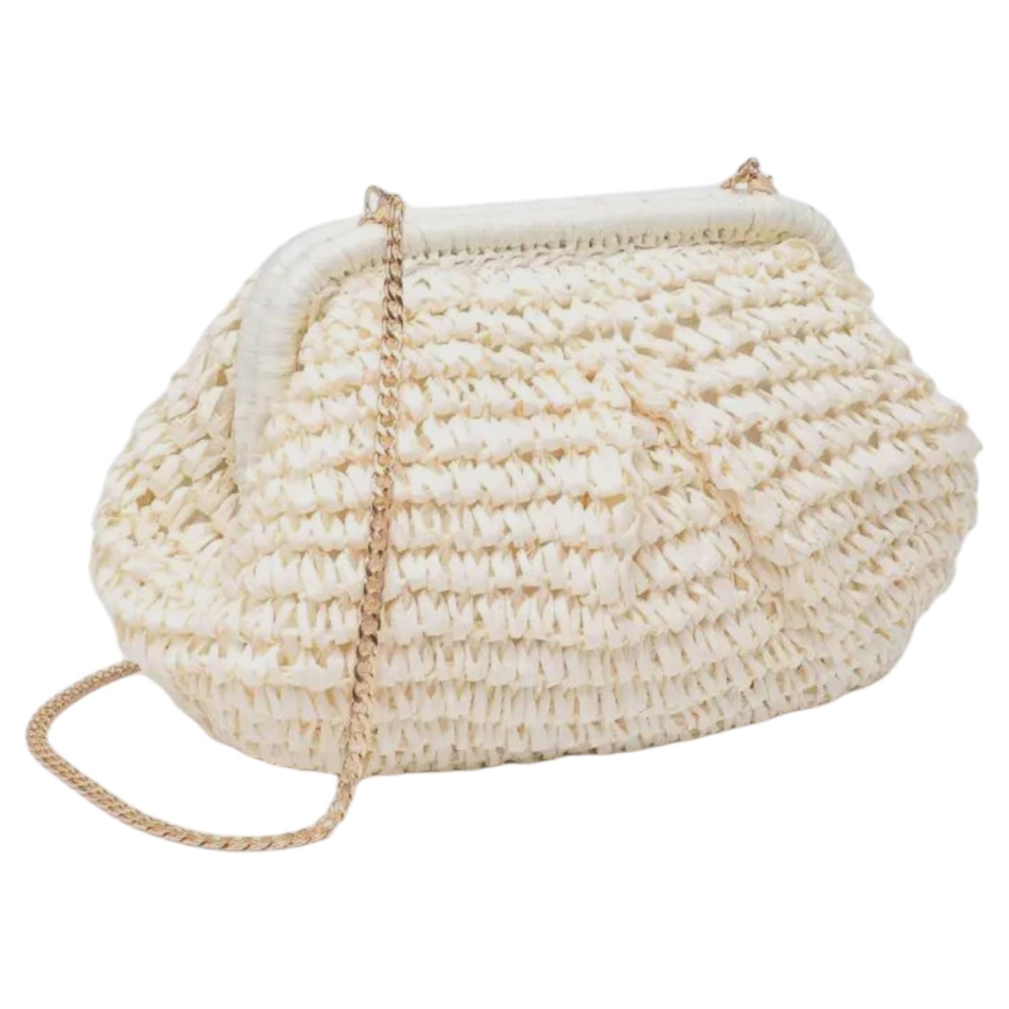 Cream Woven Clutch
