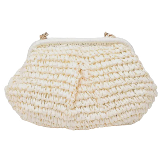 Cream Woven Clutch