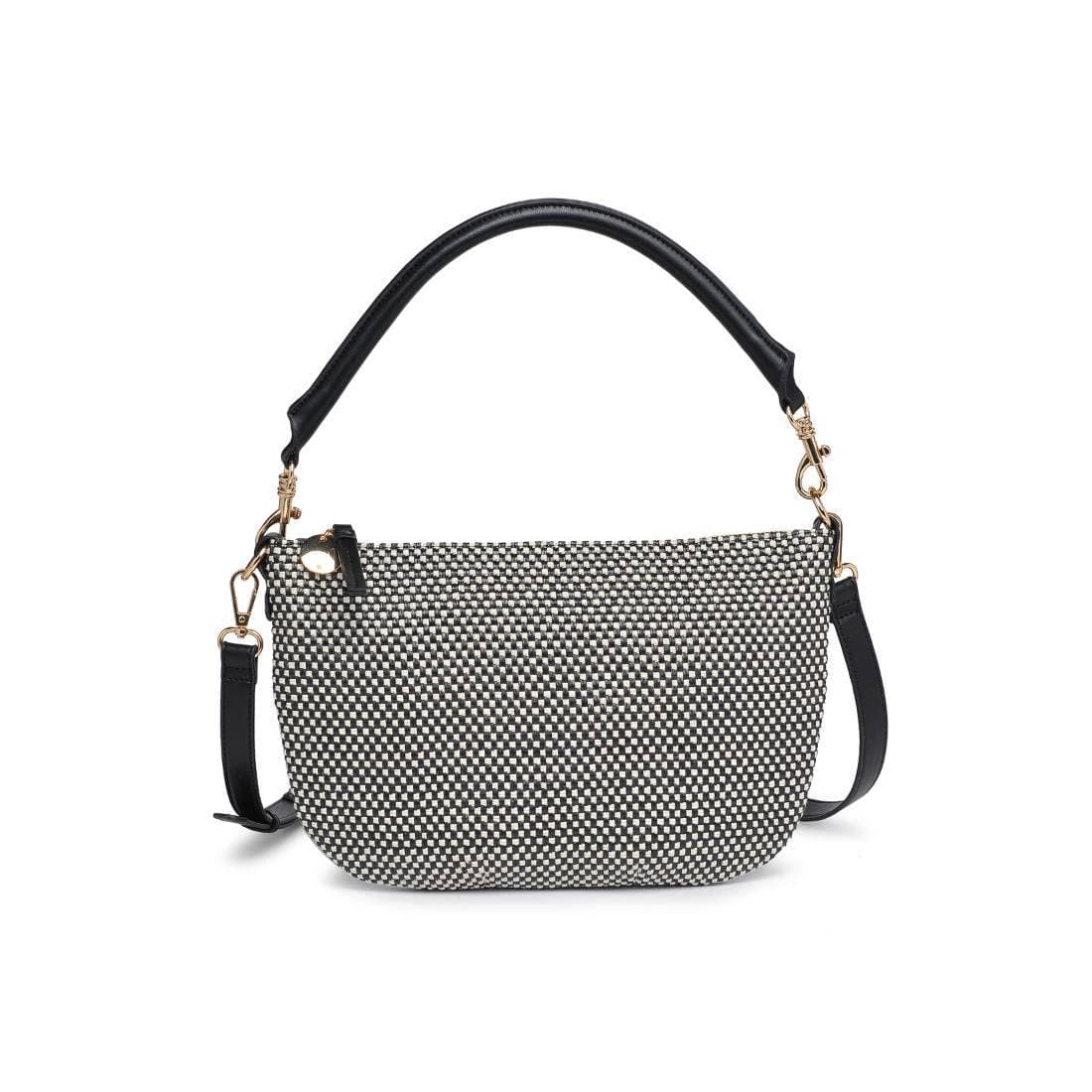 Black and Ivory Textured Crossbody Handbag