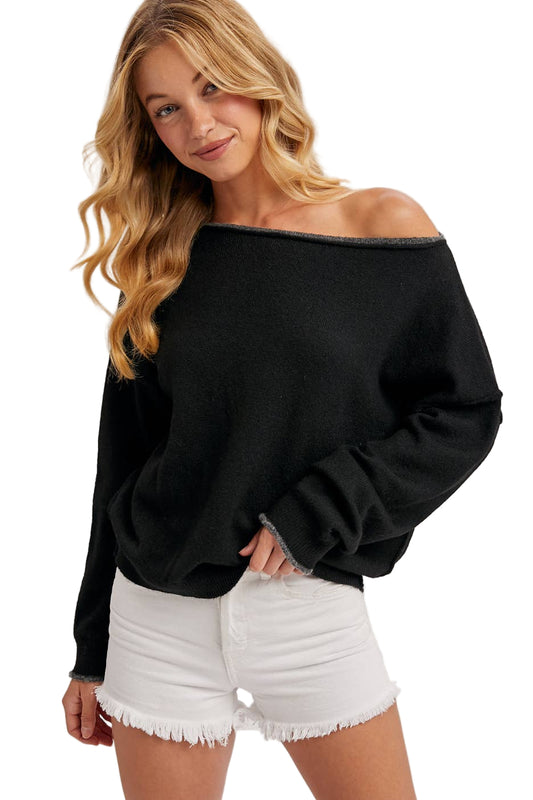 Off The Shoulder Soft Heathered Knit Top