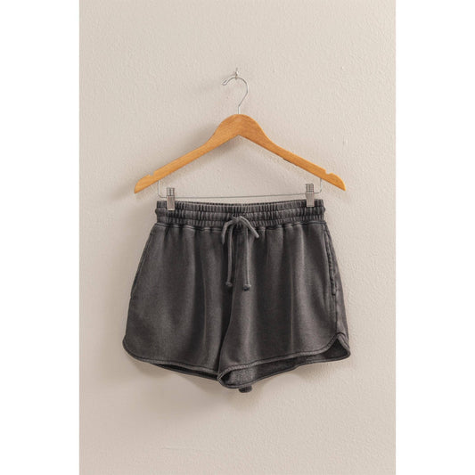 Black Drawstring Waist Dolphin Shorts