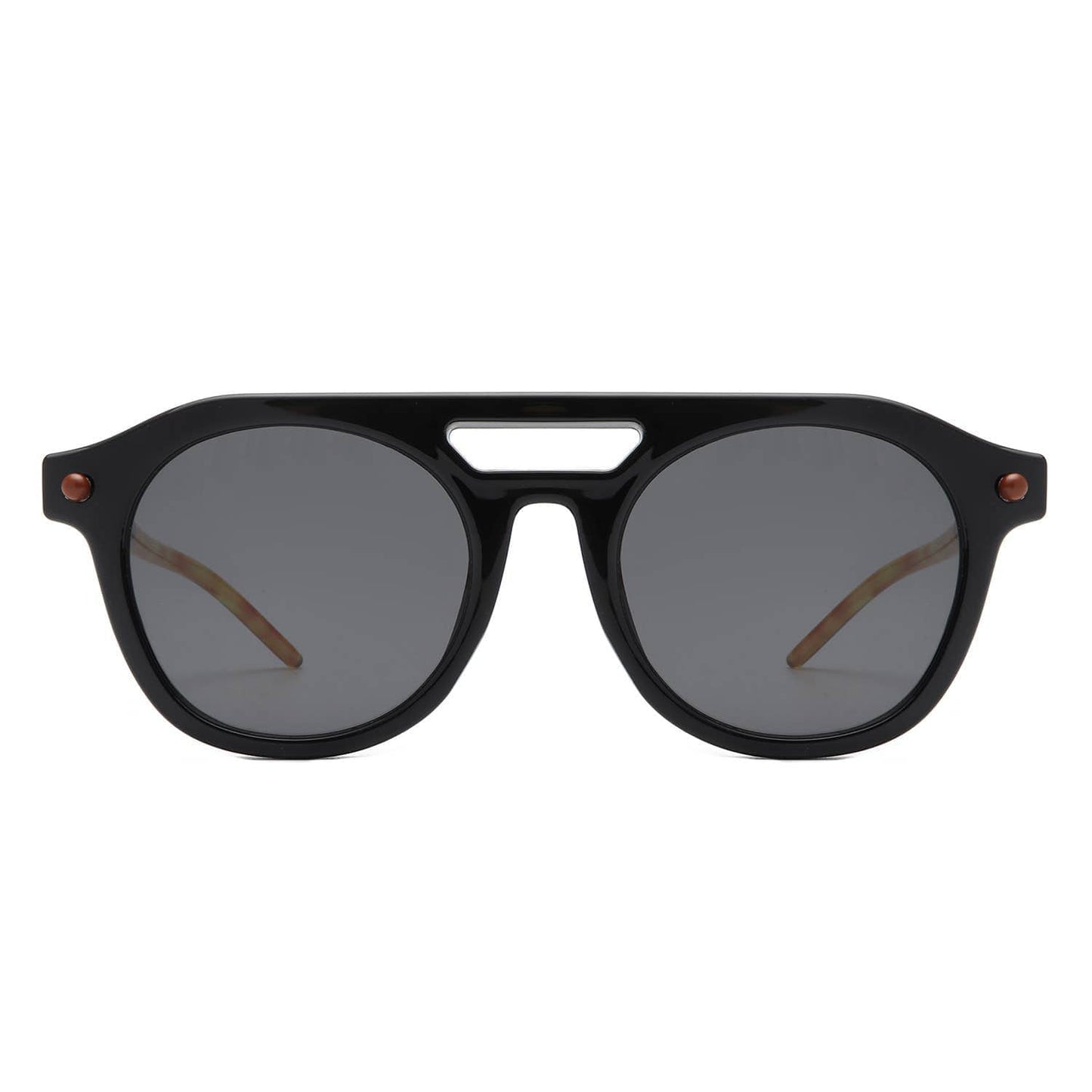 Round Retro Brow-Bar Circle Vintage Style Fashion Sunglasses