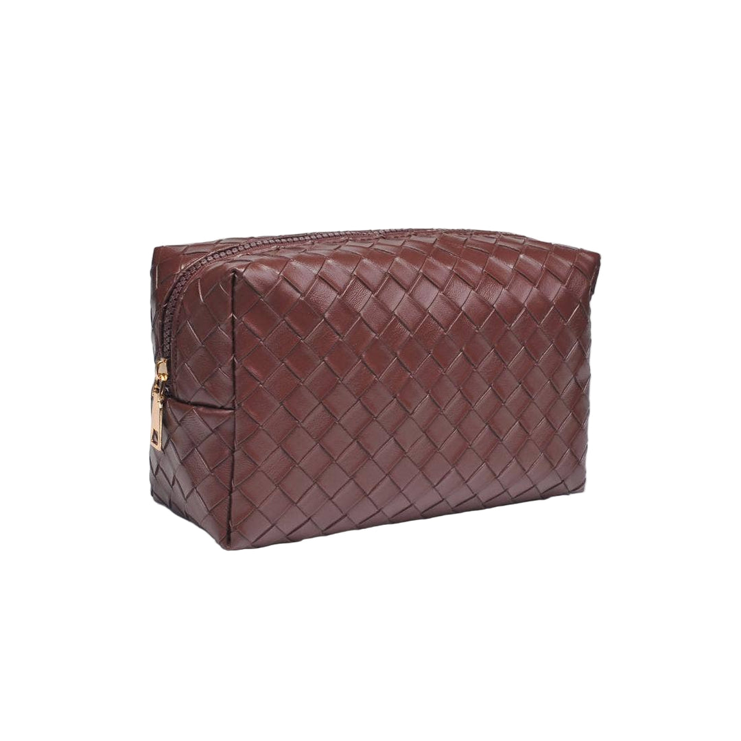 Woven Cosmetic Pouch in Brown