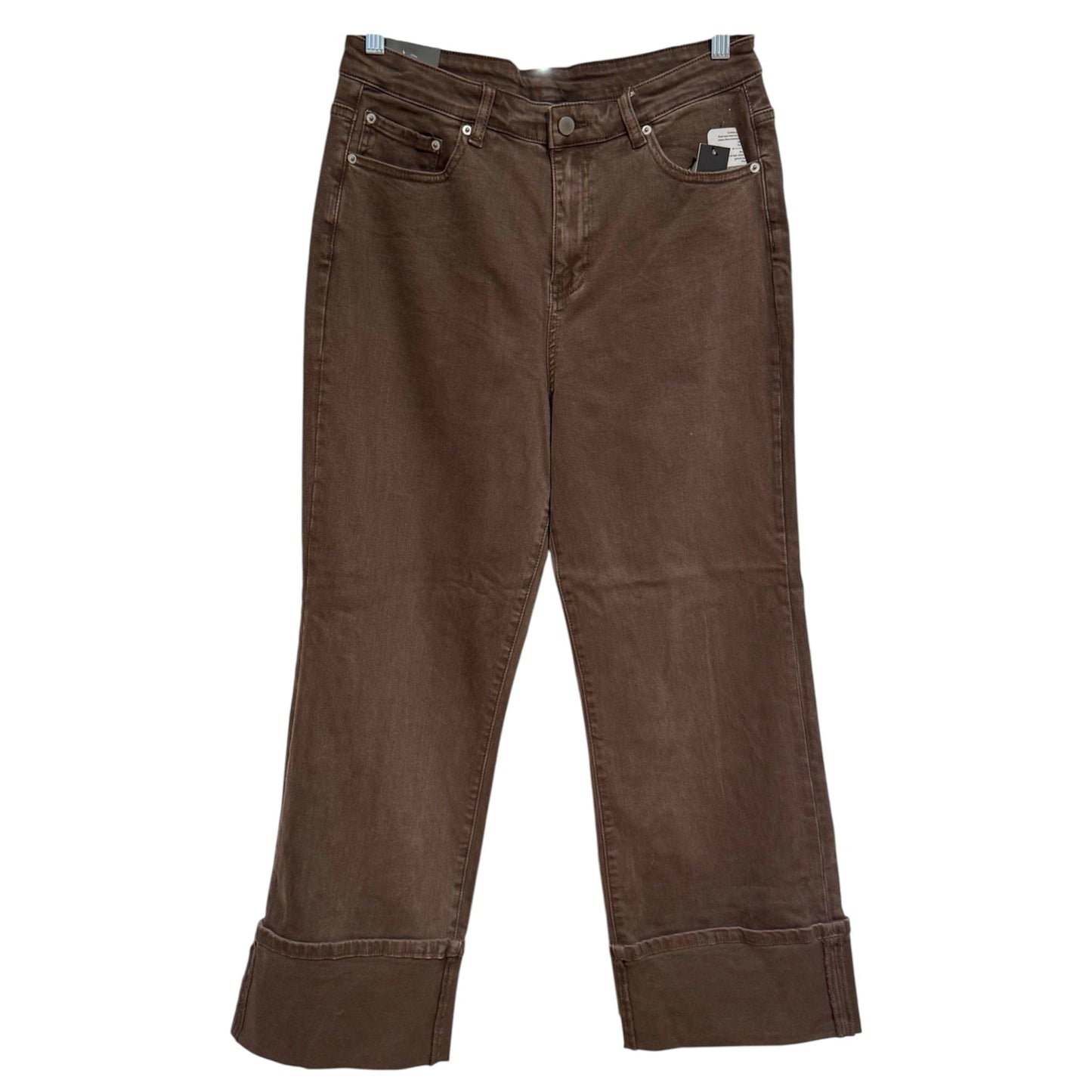 Brown Stretch Twill Jeans with Cuff