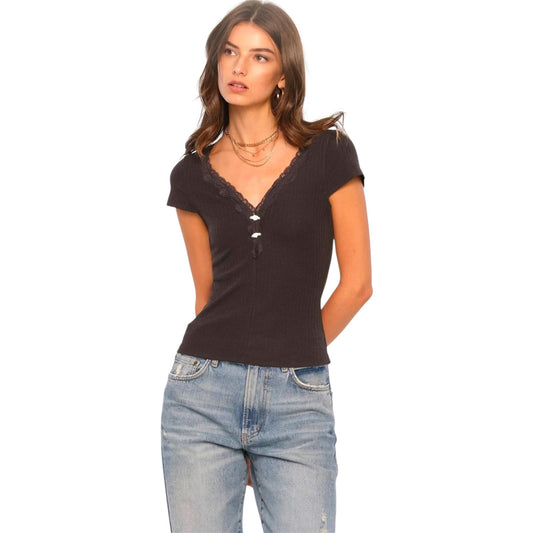 Aranelle Black Lace Trim Top