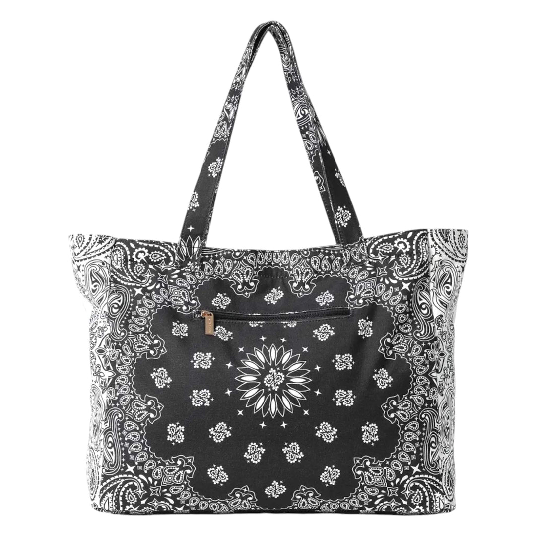 Black/White Bandana Print Canvas Tote