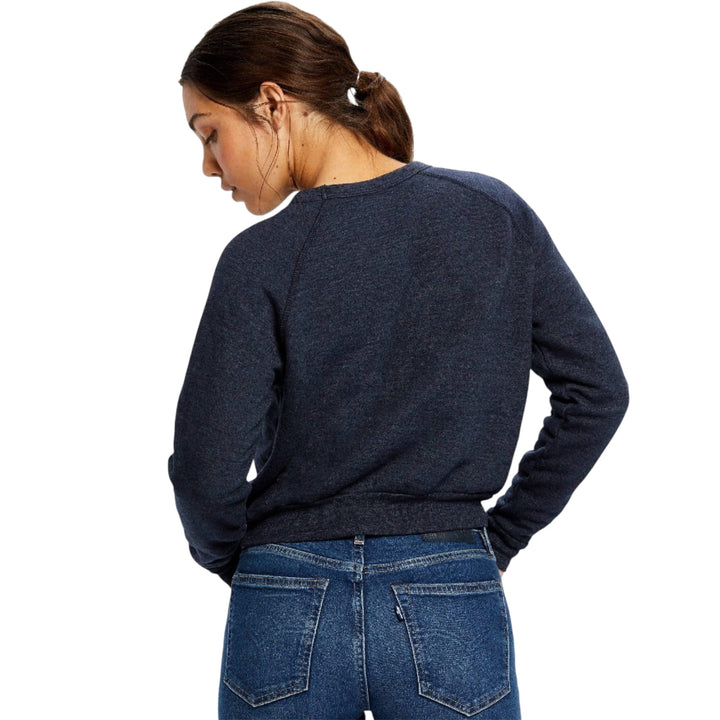Navy Sponge Fleece Cropped Crew Neck Fleece