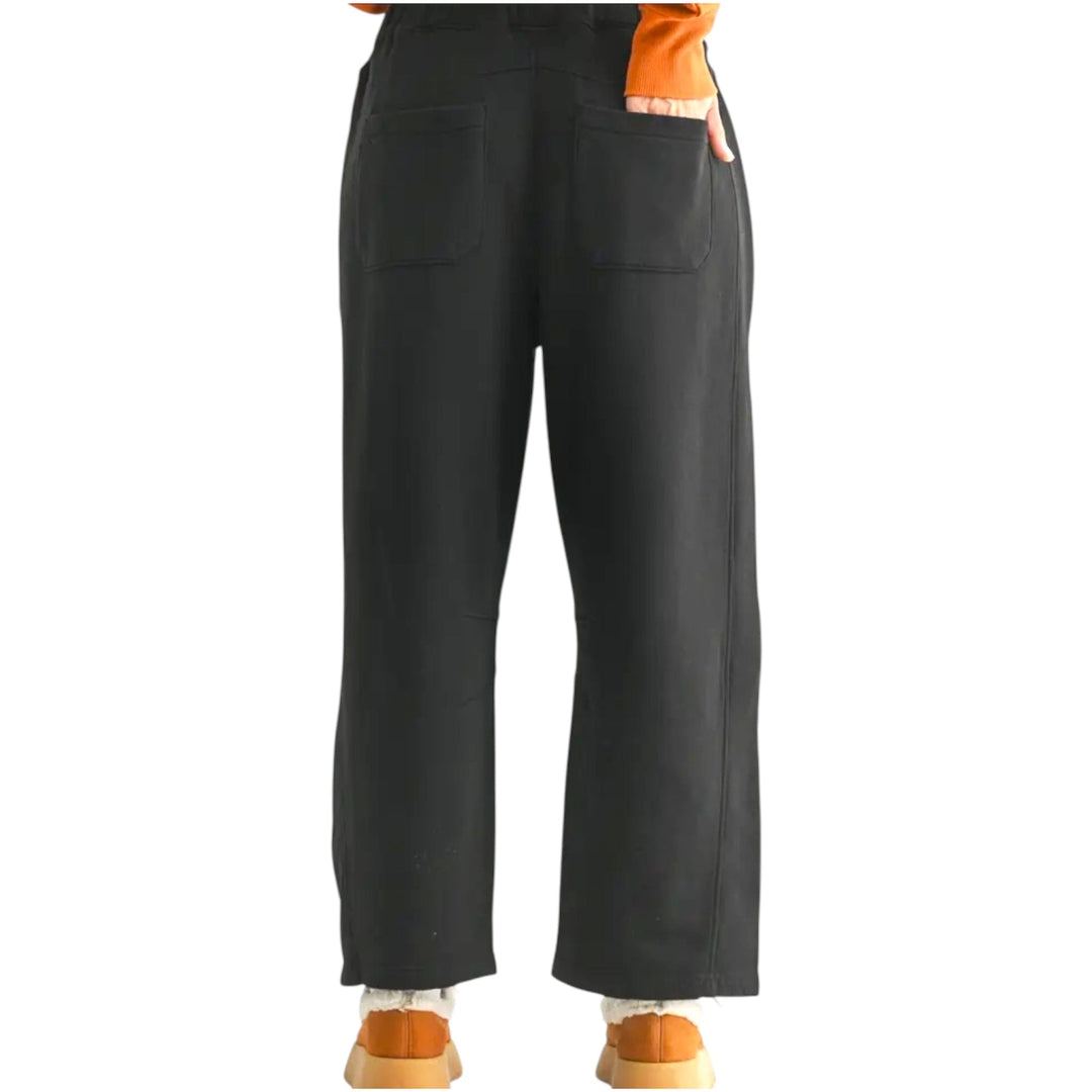 Soft Black Cotton Barrel Pants