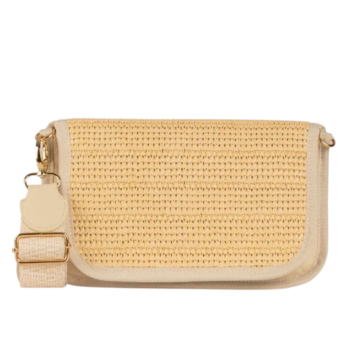 Raffia Vegan Leather Crossbody Bag