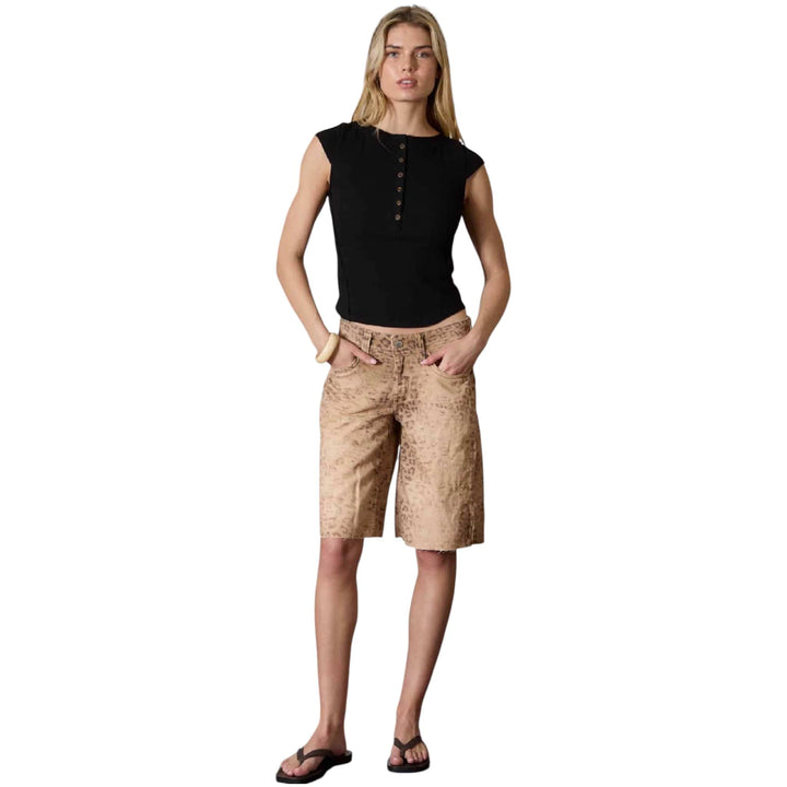 Black Henley Exposed Seam Sleeveless Top