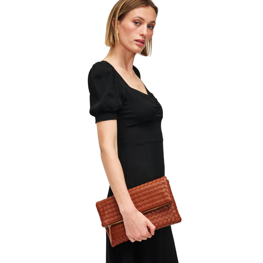 Light Chocolate Woven Clutch