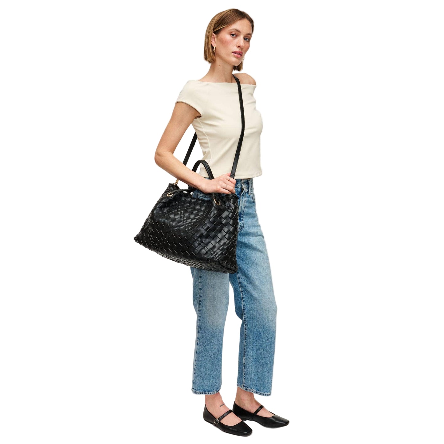Black Woven Handbag