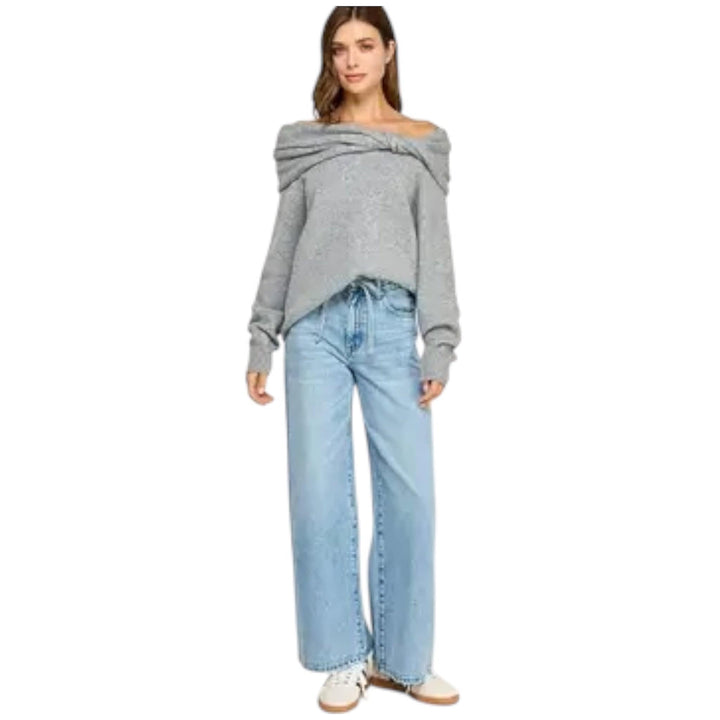 Wide Leg Jeans With Self Tie