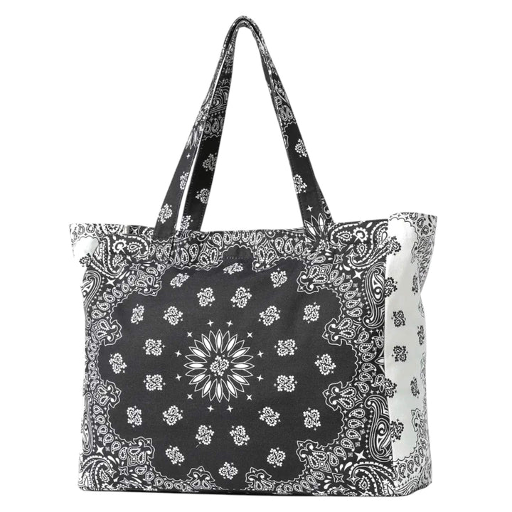 Black/White Bandana Print Canvas Tote