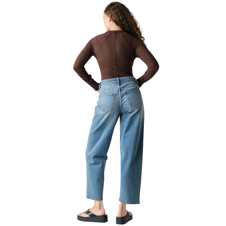 Brown Long Sleeved Micro-Ribbed Henley