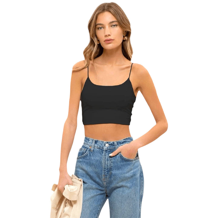 Black seamless cropped cami