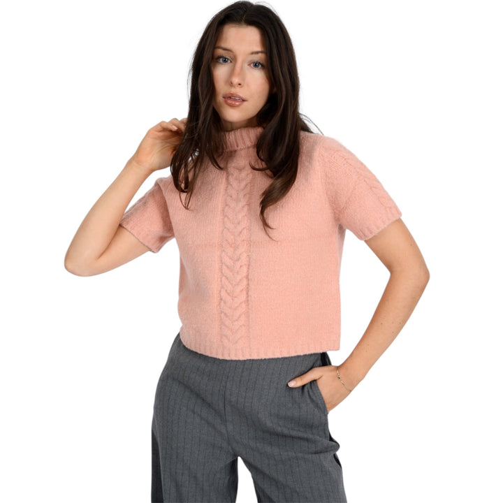 Short Sleeve Mock Neck Pullover