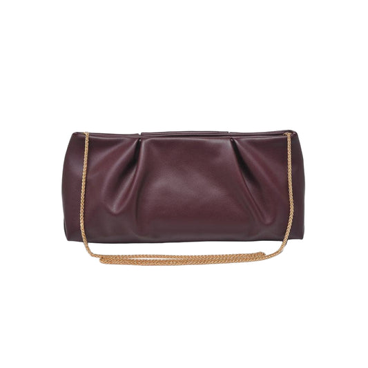 Vegan Leather Clutch in Wine