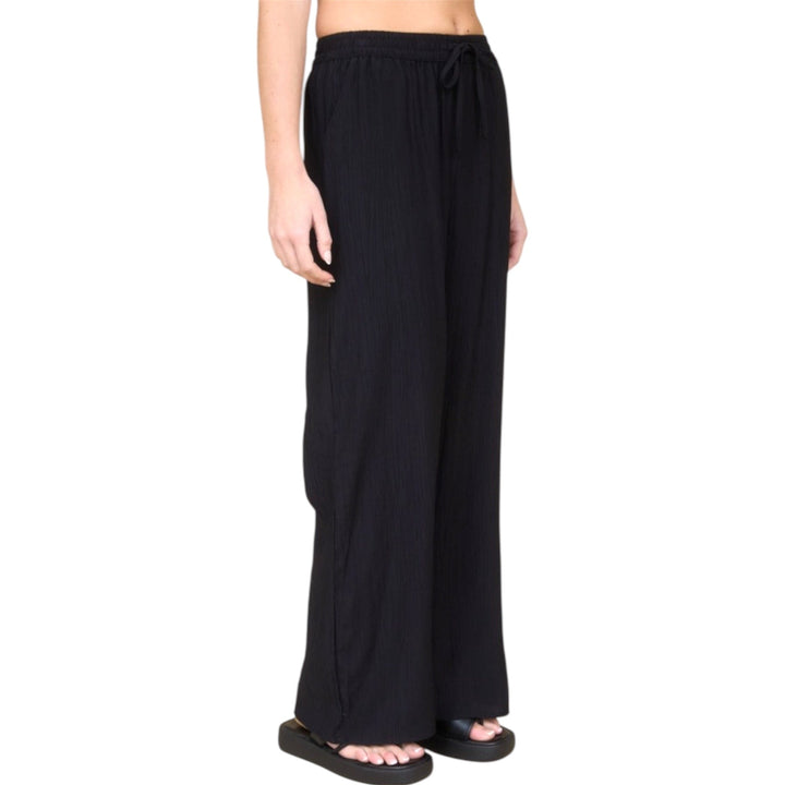 Black Elastic Waist Linen Pants