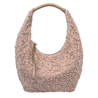 Natural lace textured hobo purse