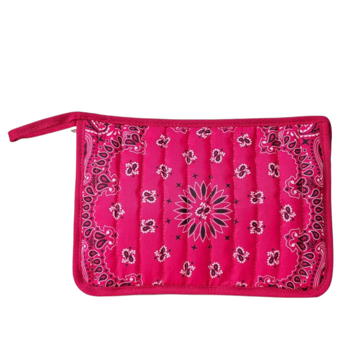Hot Pink Bandana Print Pouch