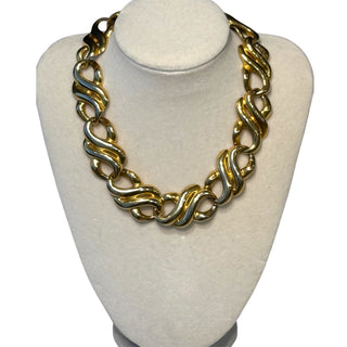 Vintage Two-Tone Sculptural Wave Necklace