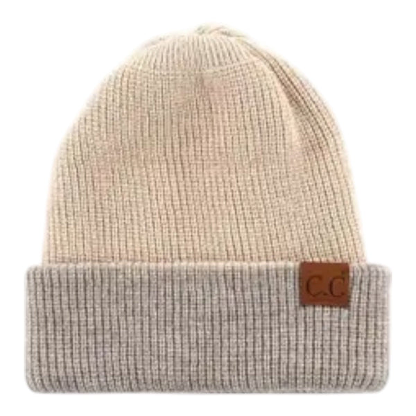 Beige/Taupe CC Reversible Double Layer Beanie